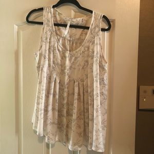 Lauren Conrad Ivory Fox Flow Tunic Top L Large